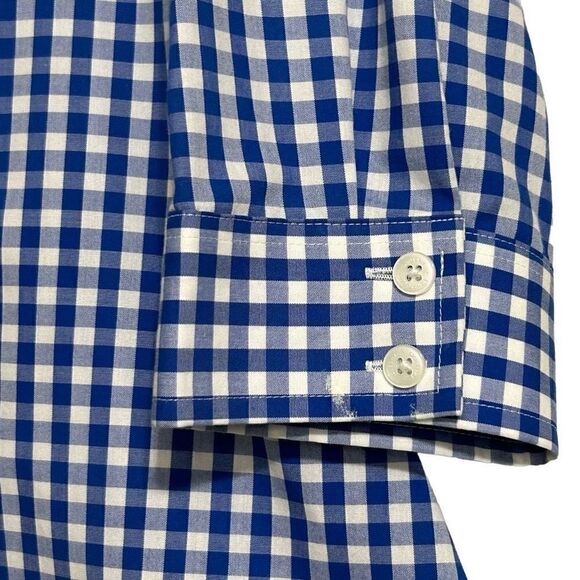 Jones New York Signature Button-Up Top Womens Medium Petite Blue & White Gingham - Picture 4 of 10